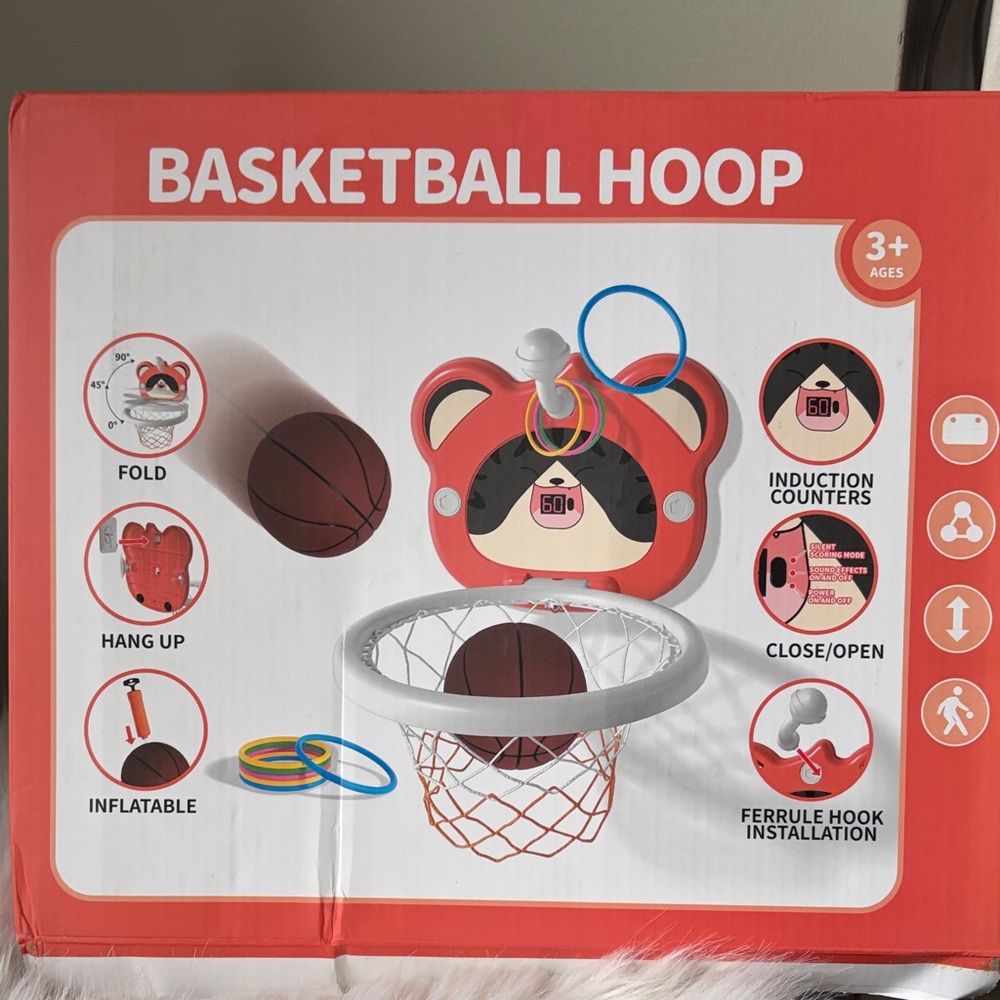 Red and White Basketball Hoop for Kids